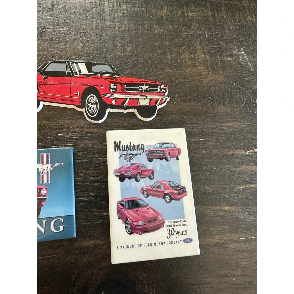 Vintage Ford Mustang Magnets Set 30th Anniversary Red Classic Muscle Car Decor